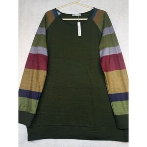 Harhay Women's Sweatshirt XL Green Colorblock Long Sleeve Pullover NWT